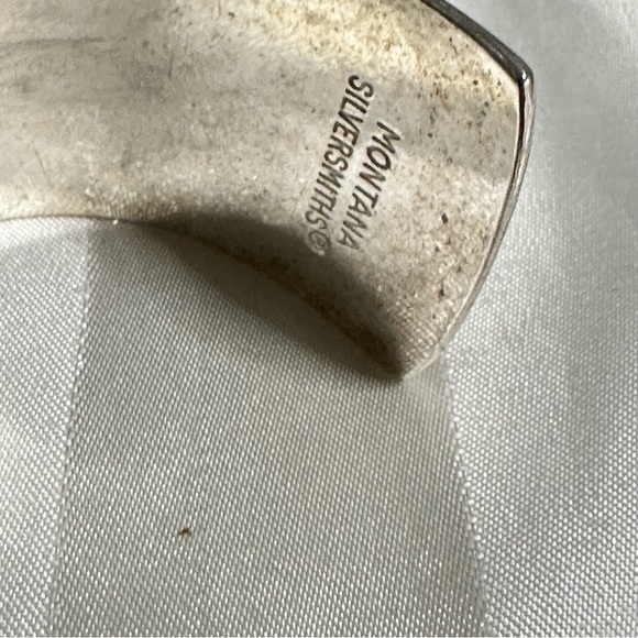 Montana Silversmiths Silver and Black Cuff Bracelet with Turquoise Accent. Solid - Picture 11 of 13